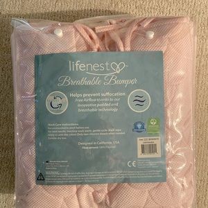 Lifenest Breathable Bumper for Standard size crib (light pink)